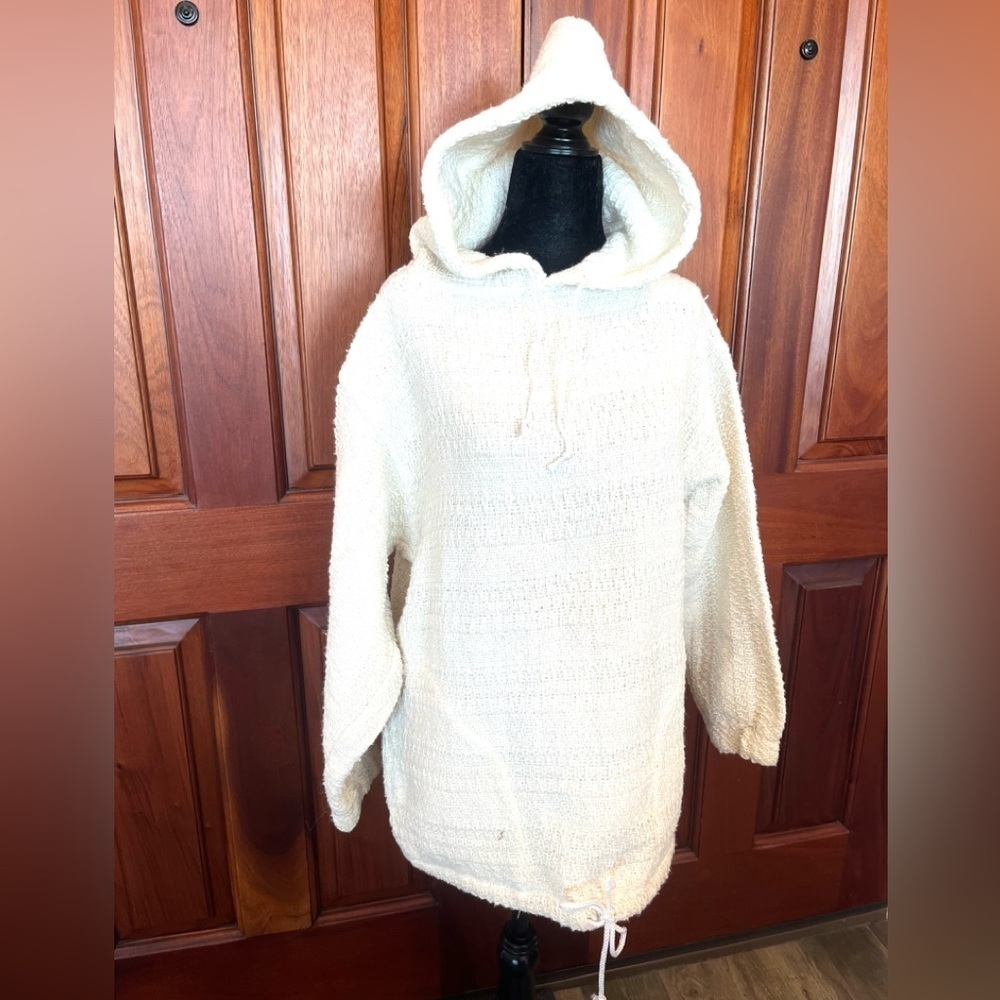 Earth Ragz Pullover Hoodie Sz M Ivory Textured 100% Recycled Fibers Mexico - Picture 1 of 11